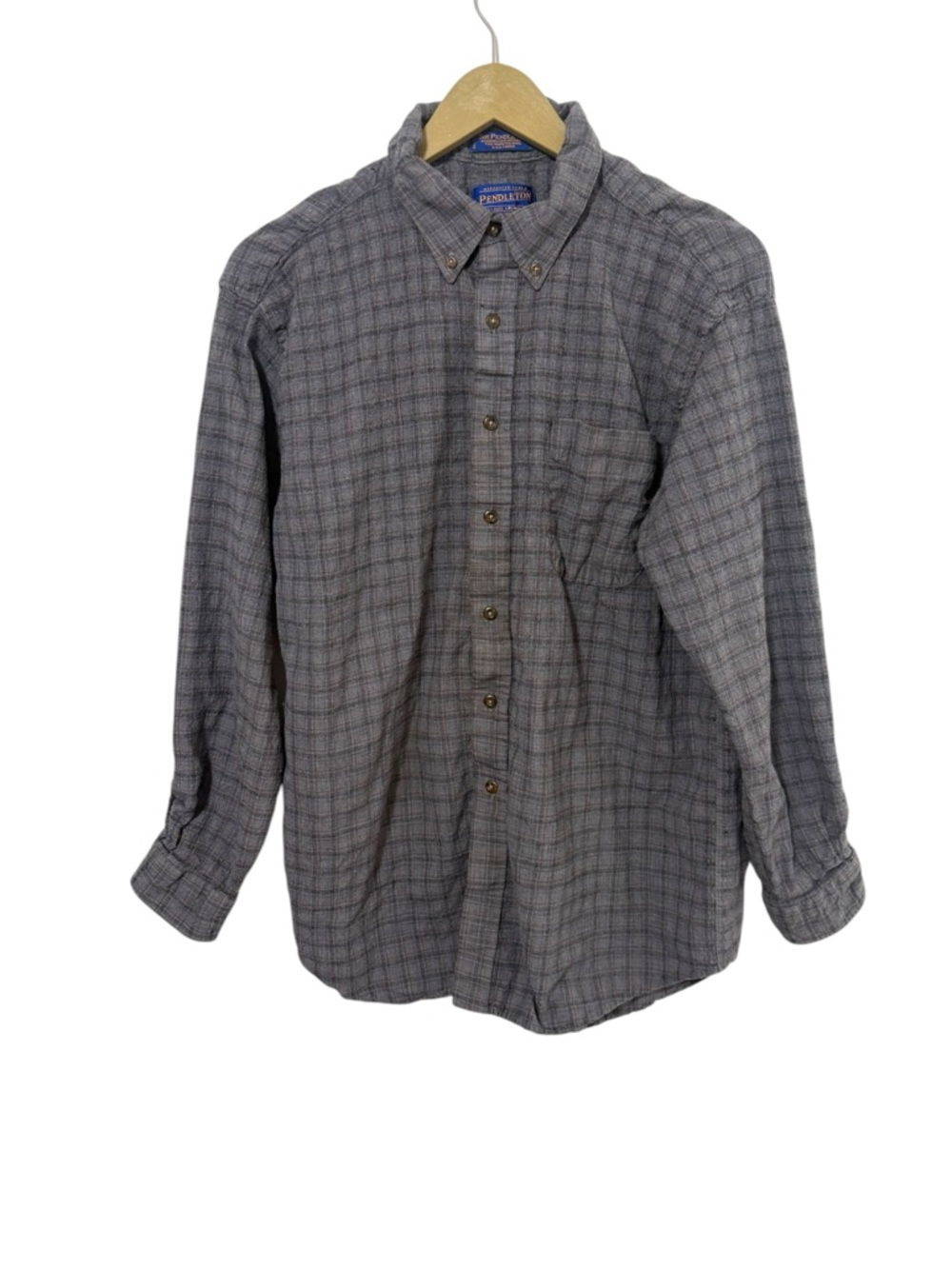 Pendleton Men’s XL Sir Pendleton Wool Gray Plaid Button Up Shirt Academia
